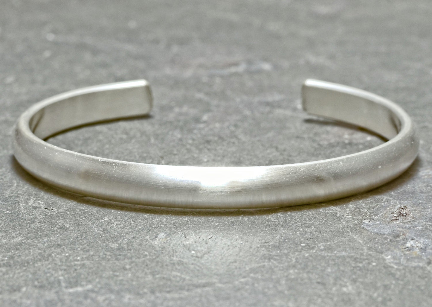 Half round and chunky sterling silver cuff bracelet
