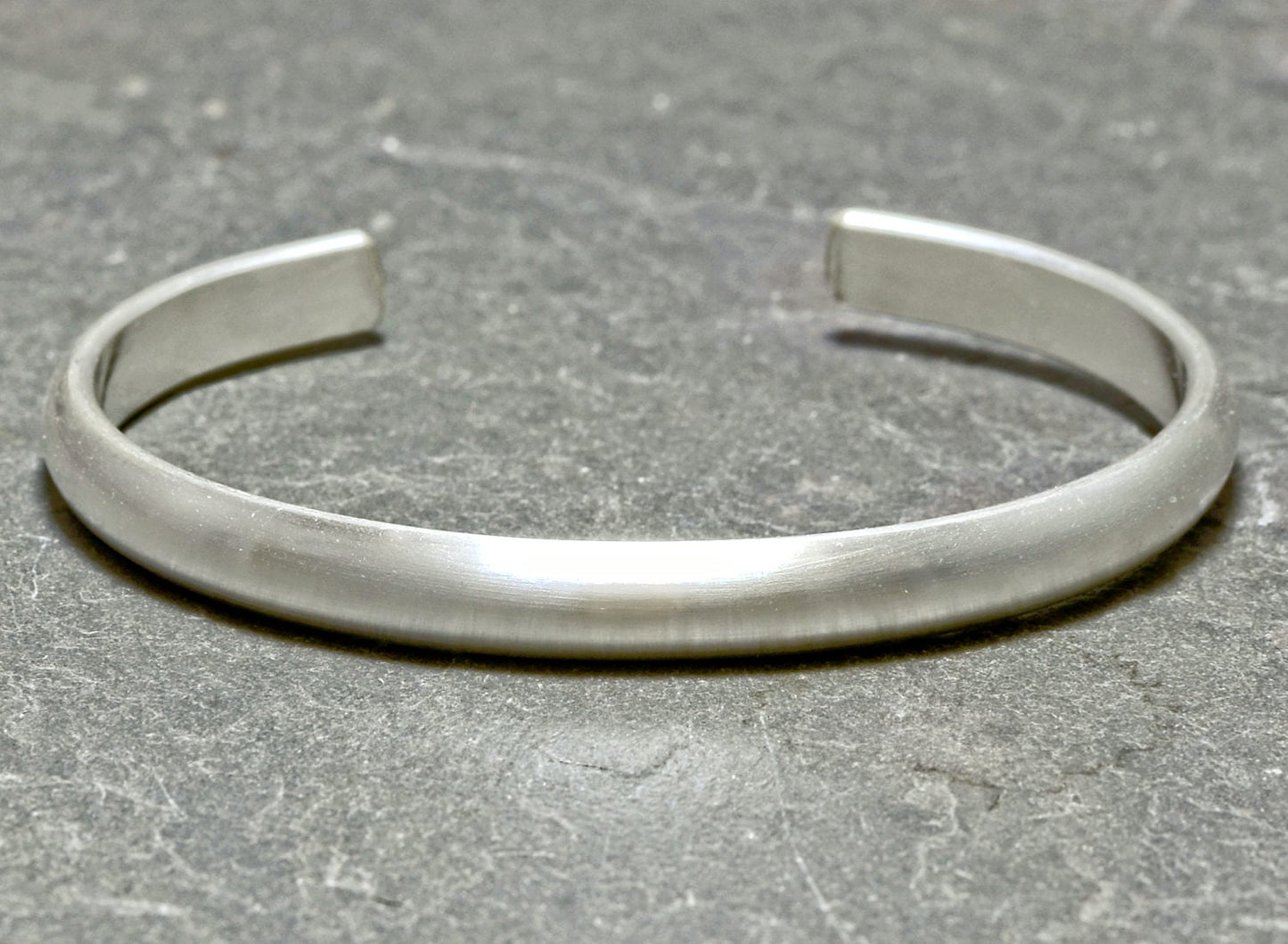 Half round and chunky sterling silver cuff bracelet