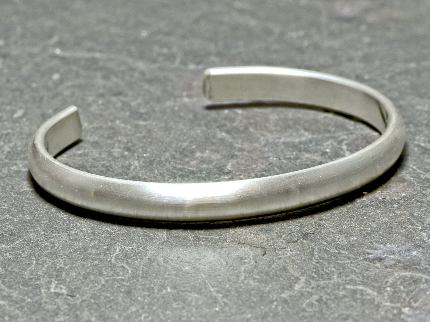 Half round and chunky sterling silver cuff bracelet