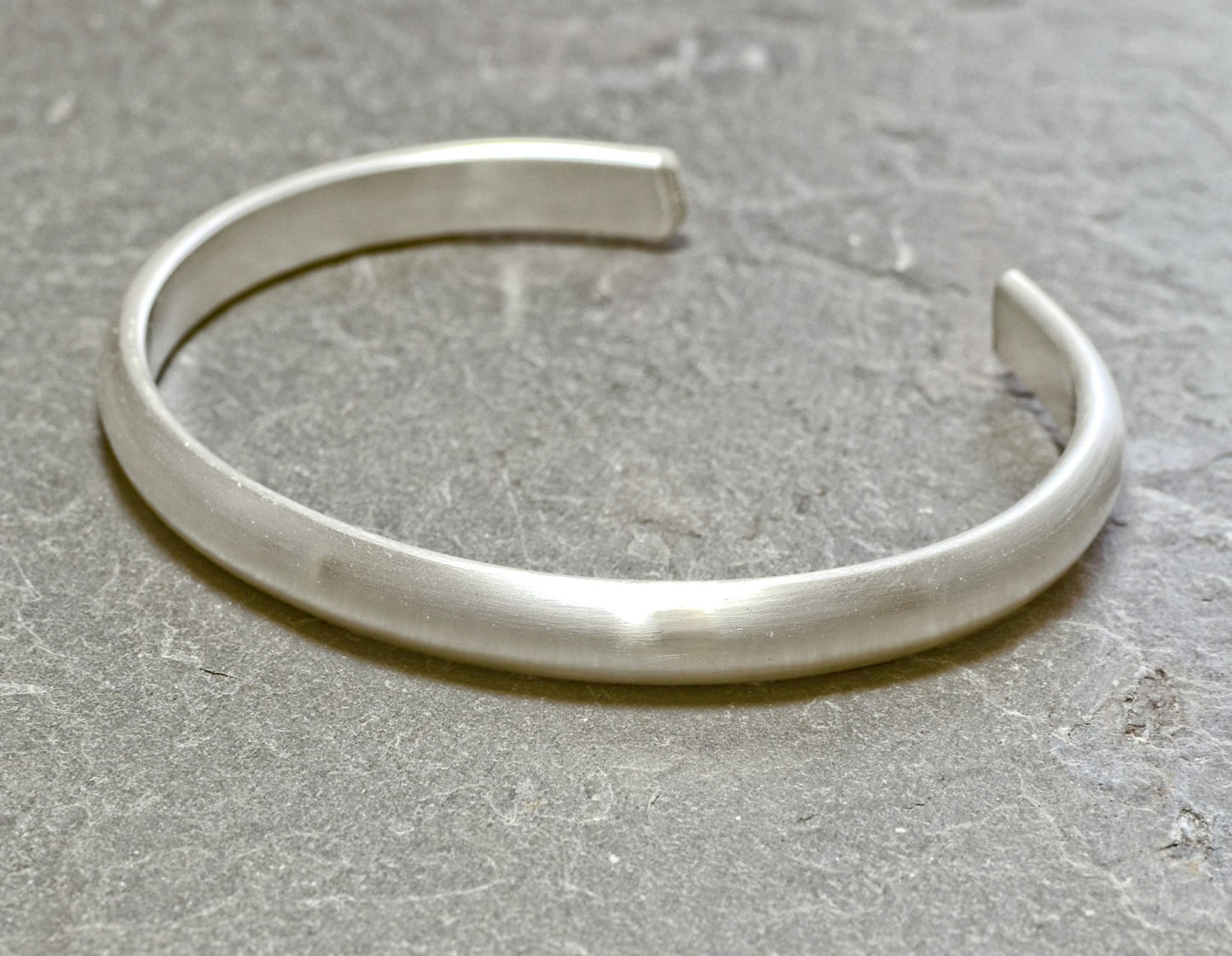 Half round and chunky sterling silver cuff bracelet