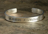 Latitude and longitude massive sterling silver cuff bracelet, NiciArt 
